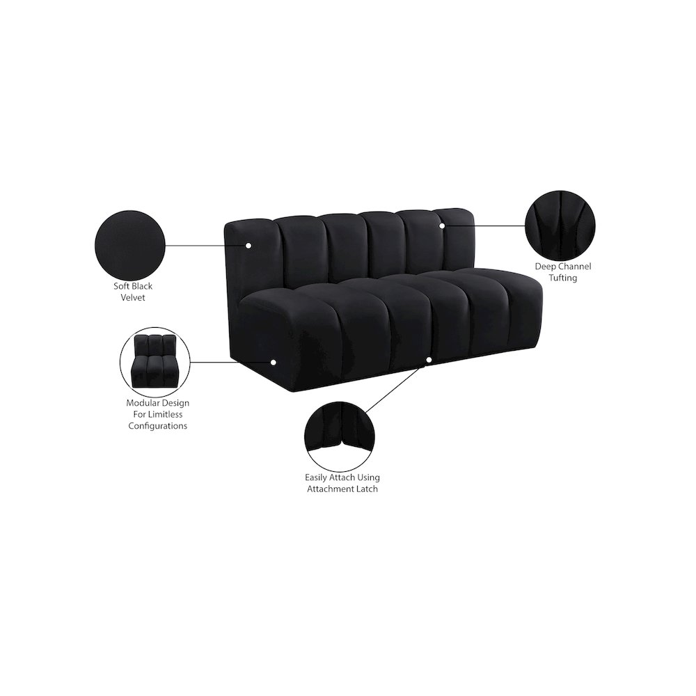Arc Black Velvet Modular Sofa. Picture 10