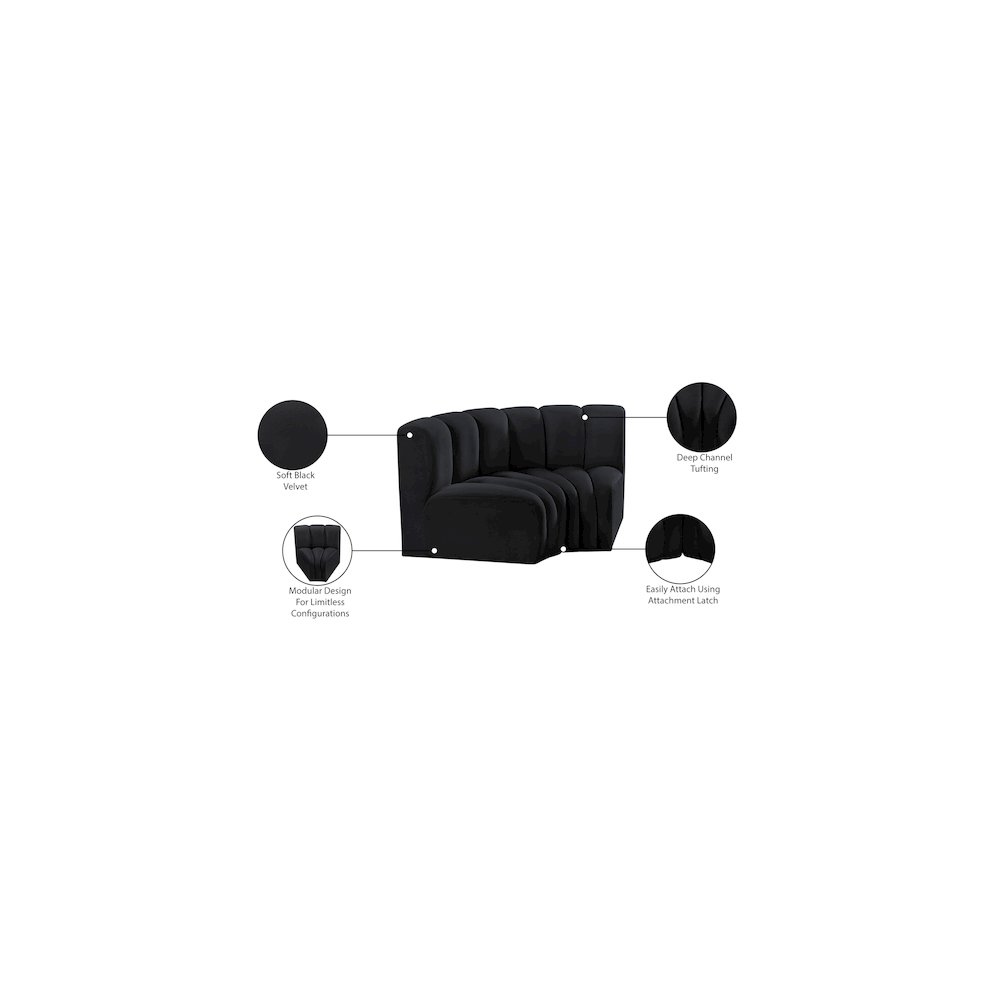 Arc Black Velvet Modular Sofa. Picture 9