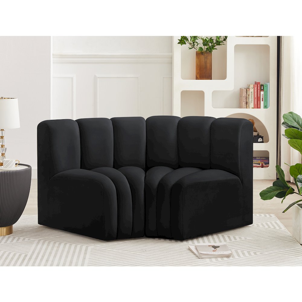 Arc Black Velvet Modular Sofa. Picture 2