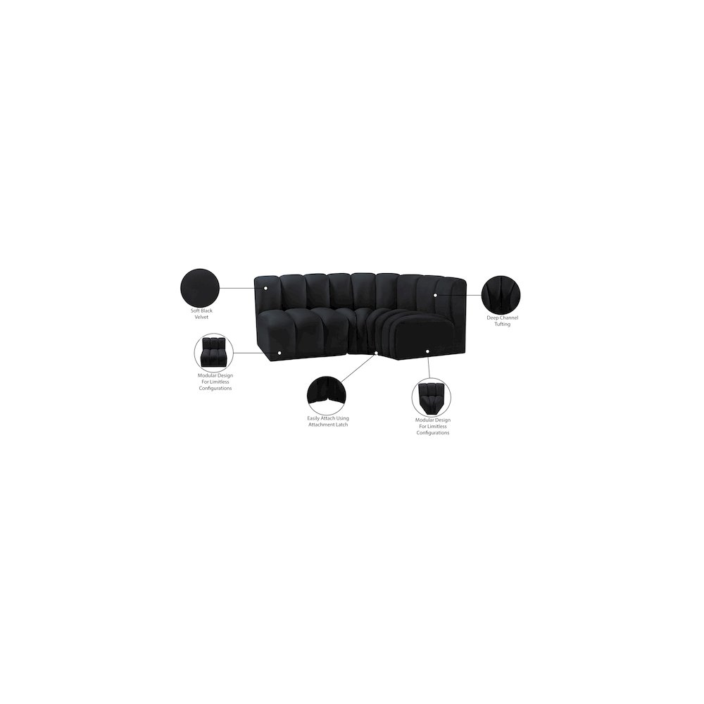 Arc Black Velvet Modular Sofa. Picture 10