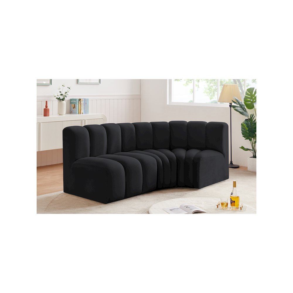 Arc Black Velvet Modular Sofa. Picture 2