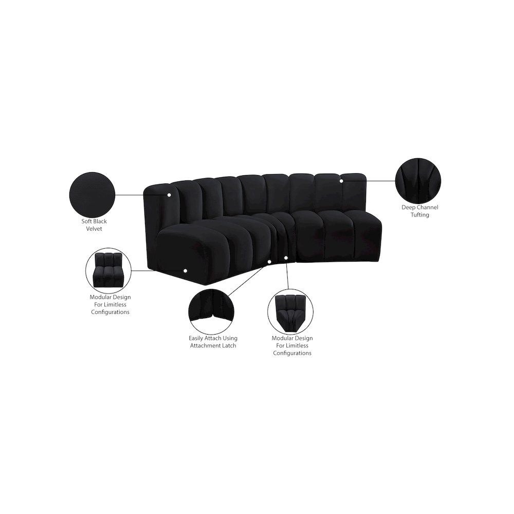 Arc Black Velvet Modular Sofa. Picture 10