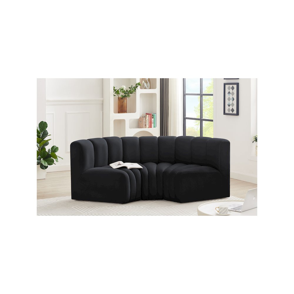 Arc Black Velvet Modular Sofa. Picture 2