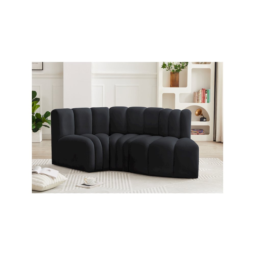 Arc Black Velvet Modular Sofa. Picture 2
