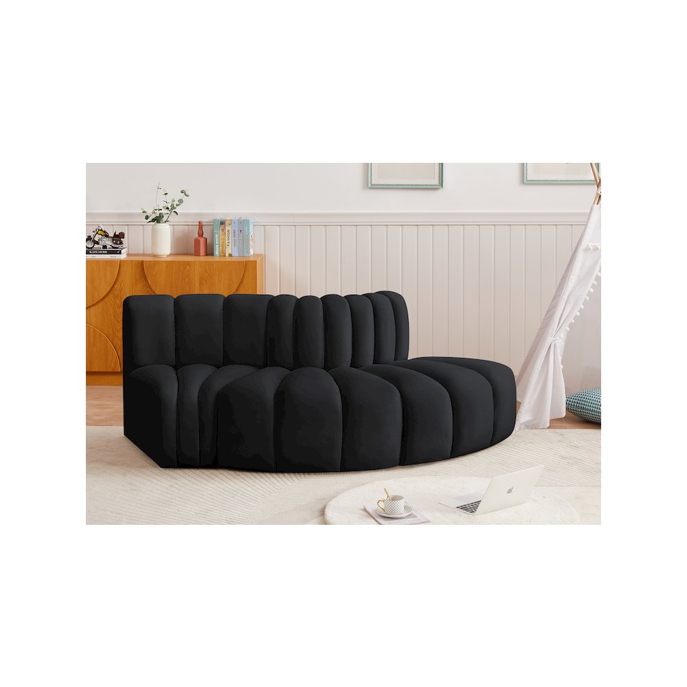 Arc Black Velvet Modular Sofa. Picture 2