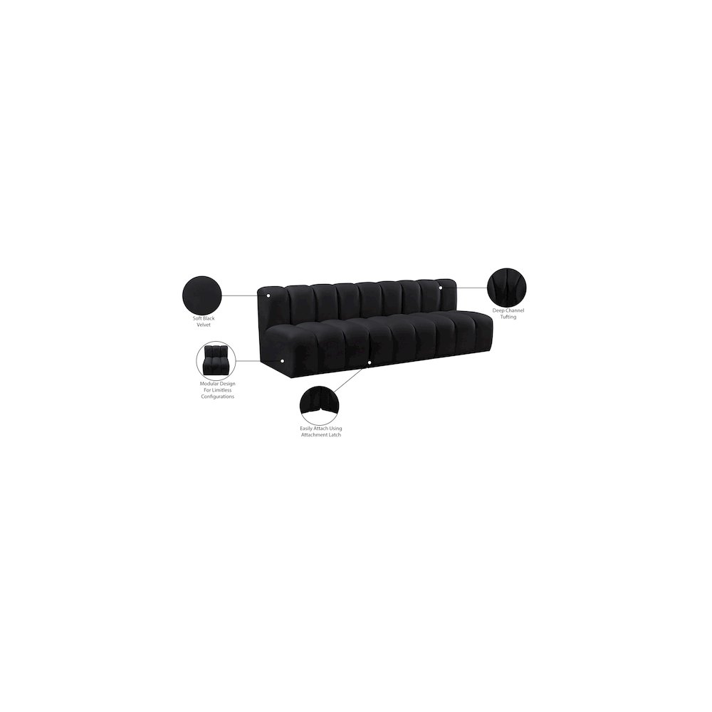 Arc Black Velvet Modular Sofa. Picture 10