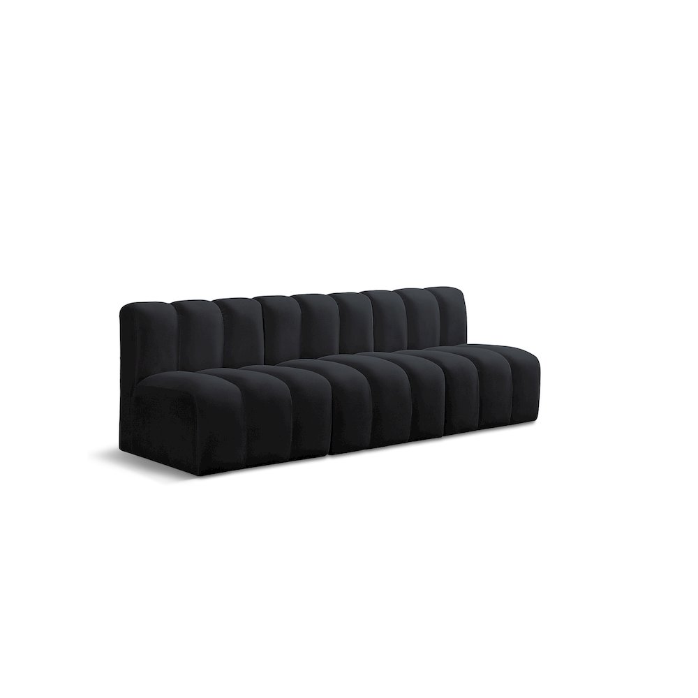 Arc Black Velvet Modular Sofa. Picture 1