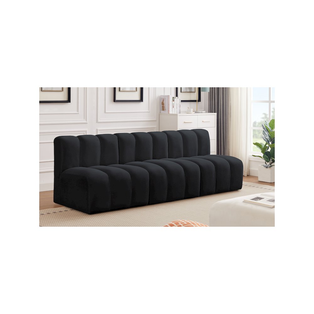 Arc Black Velvet Modular Sofa. Picture 2