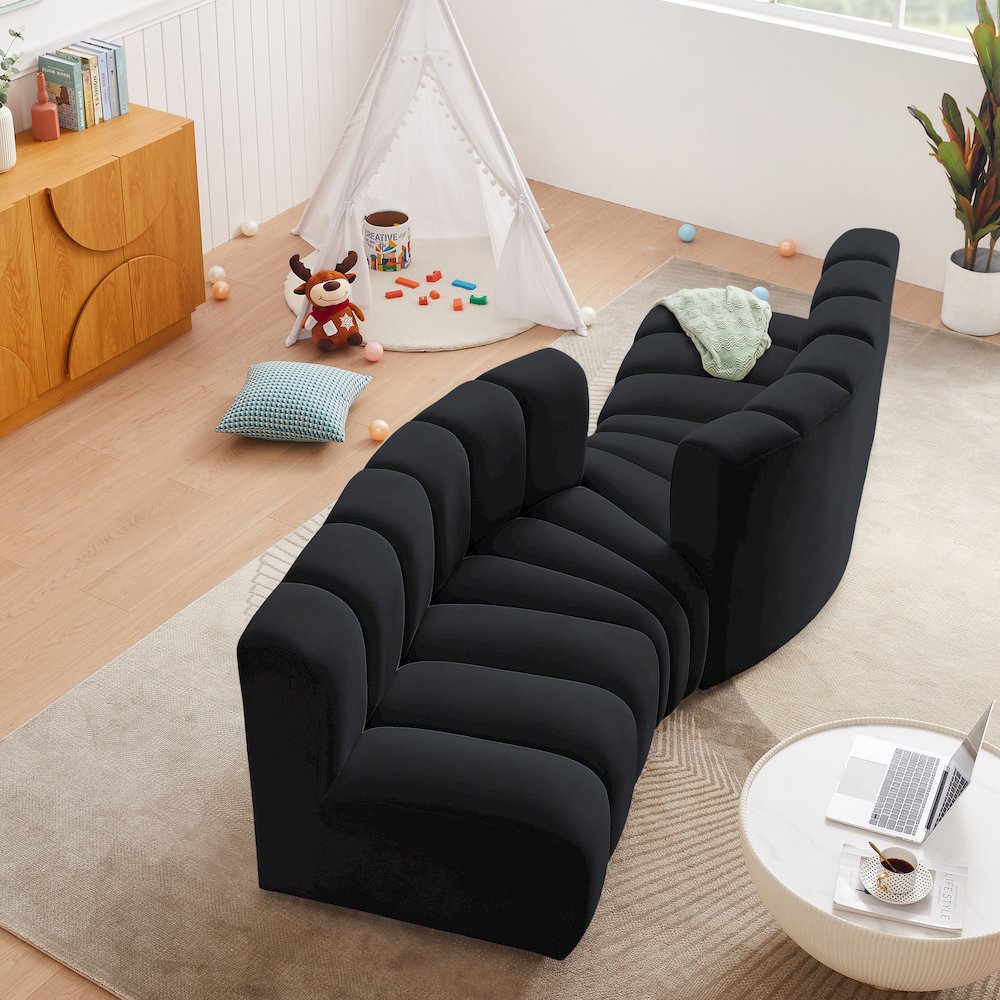 Arc Black Velvet Modular Sofa. Picture 2