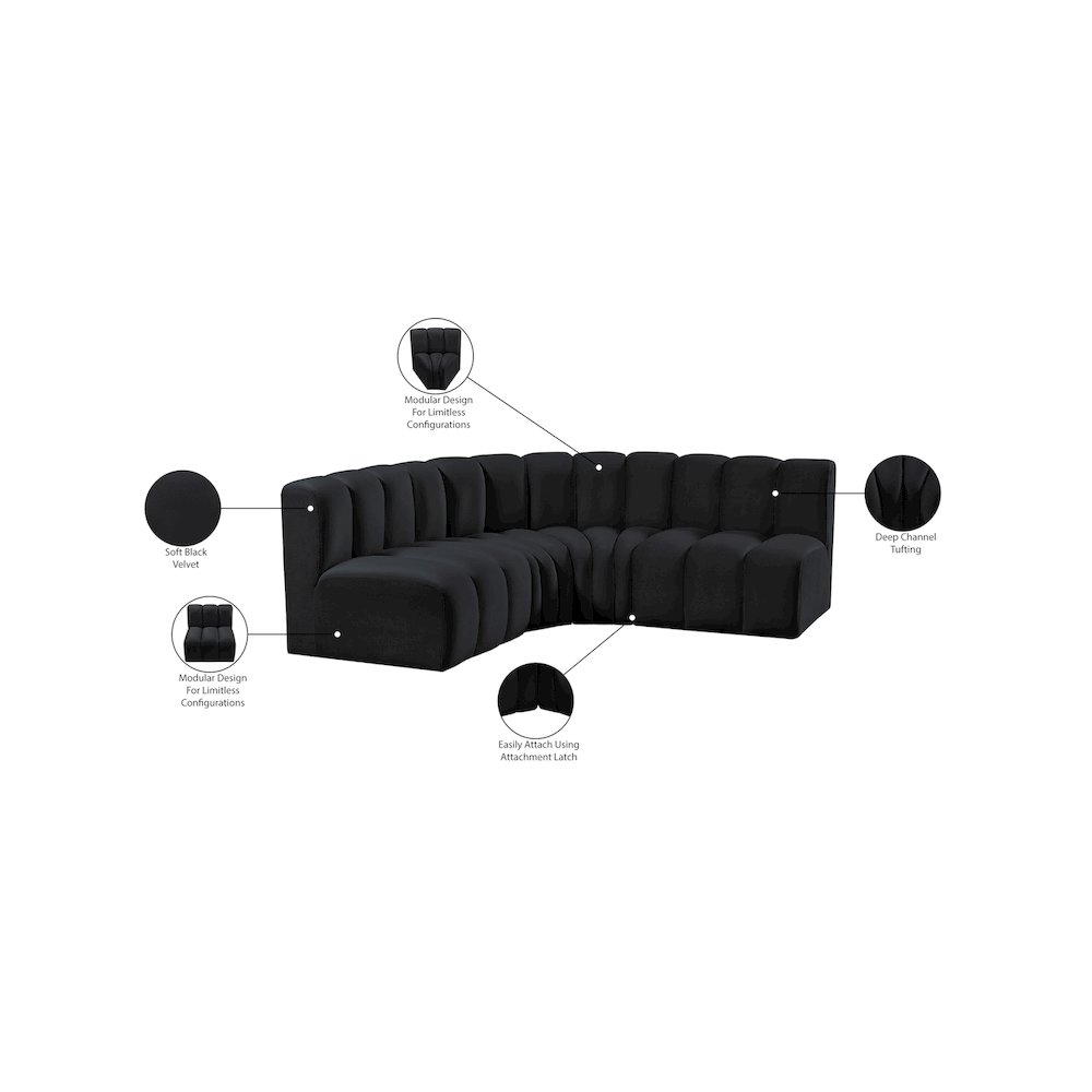 Arc Black Velvet Modular Sofa. Picture 11