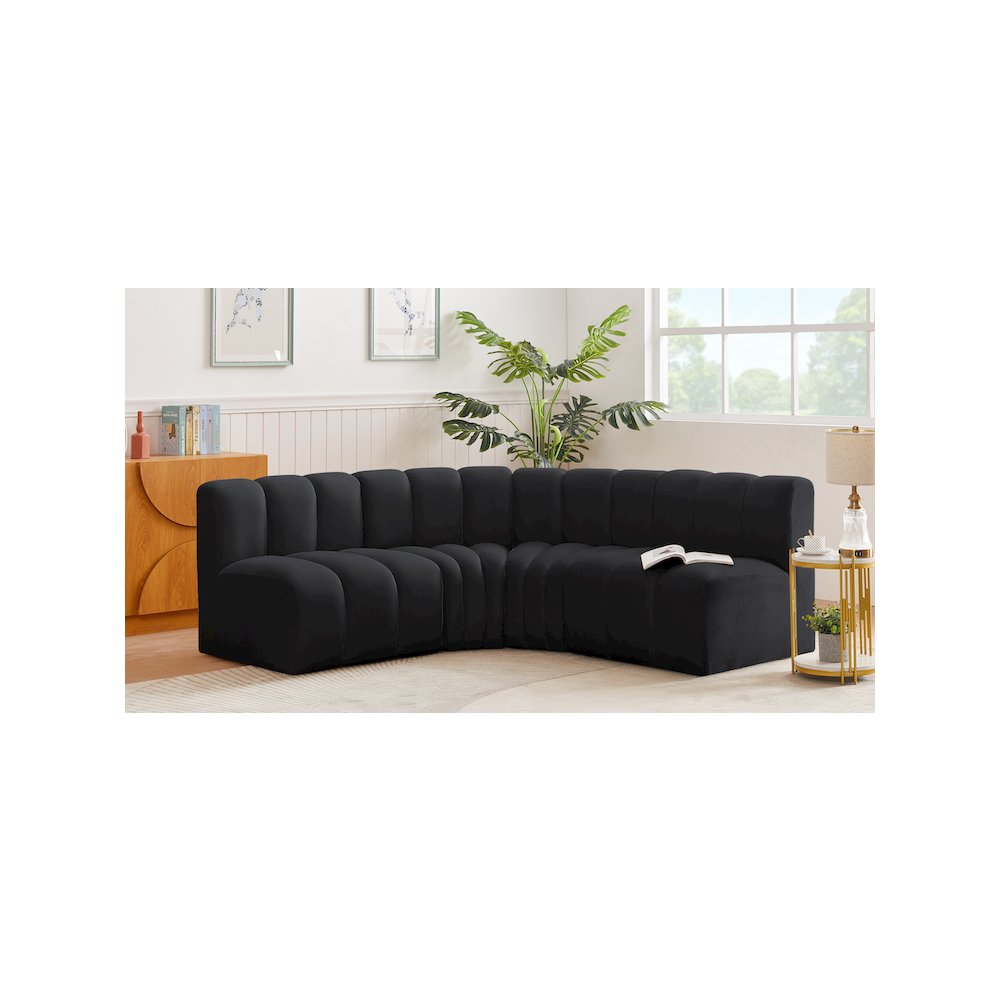 Arc Black Velvet Modular Sofa. Picture 2