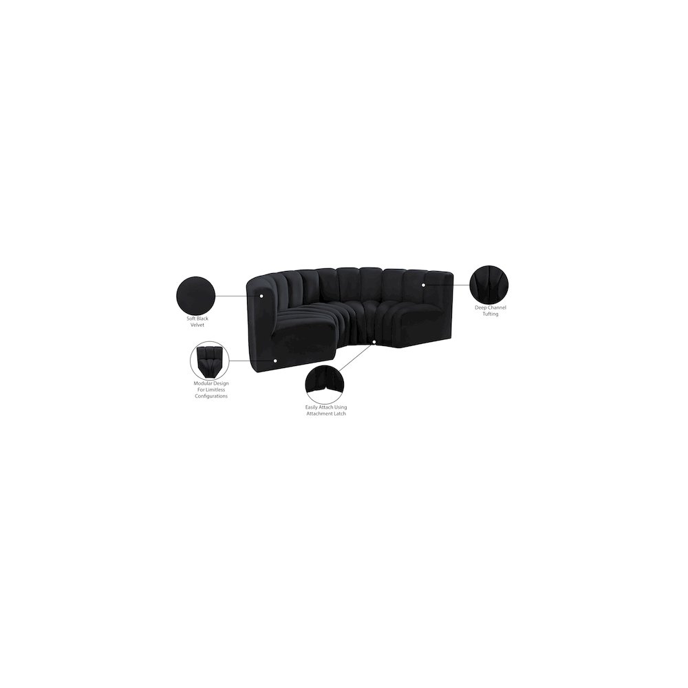 Arc Black Velvet Modular Sofa. Picture 11