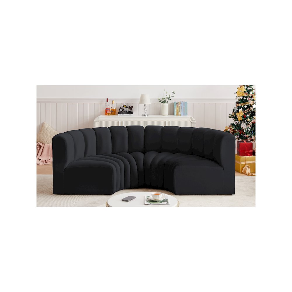 Arc Black Velvet Modular Sofa. Picture 2