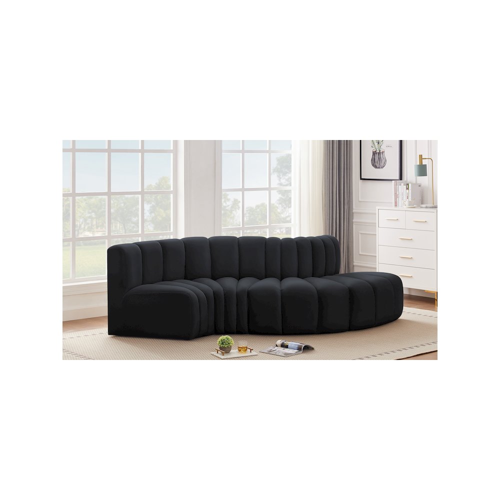 Arc Black Velvet Modular Sofa. Picture 2