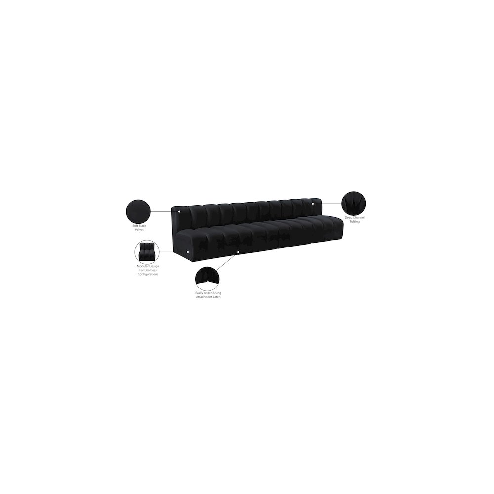 Arc Black Velvet Modular Sofa. Picture 10