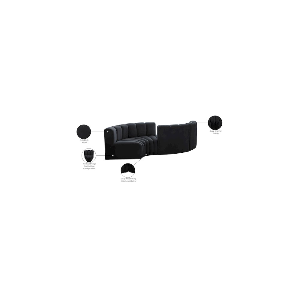 Arc Black Velvet Modular Sofa. Picture 8