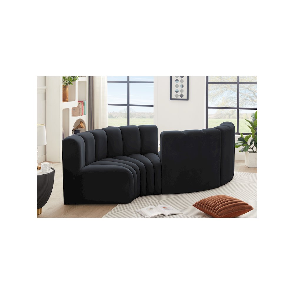 Arc Black Velvet Modular Sofa. Picture 2