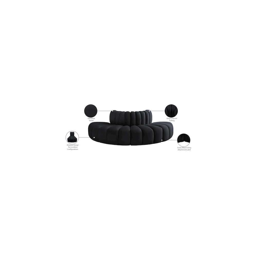 Arc Black Velvet Modular Sofa. Picture 9