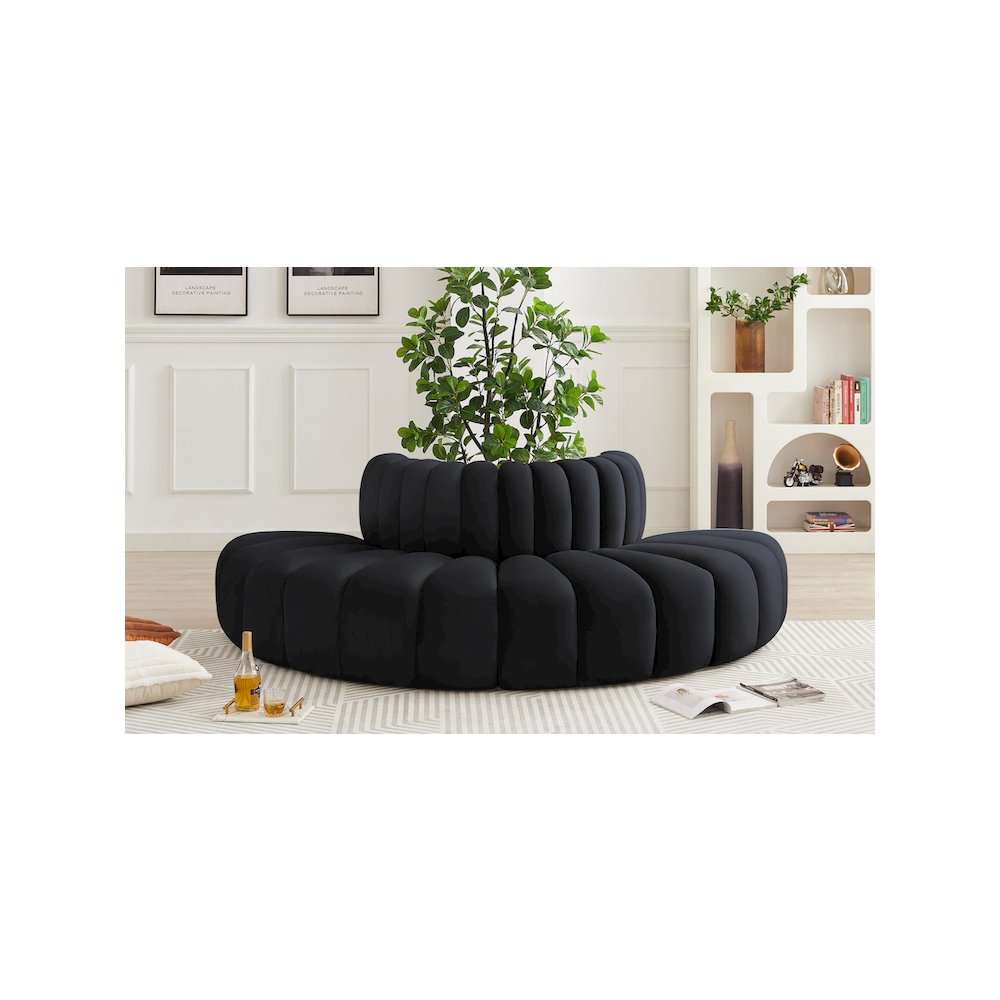 Arc Black Velvet Modular Sofa. Picture 2