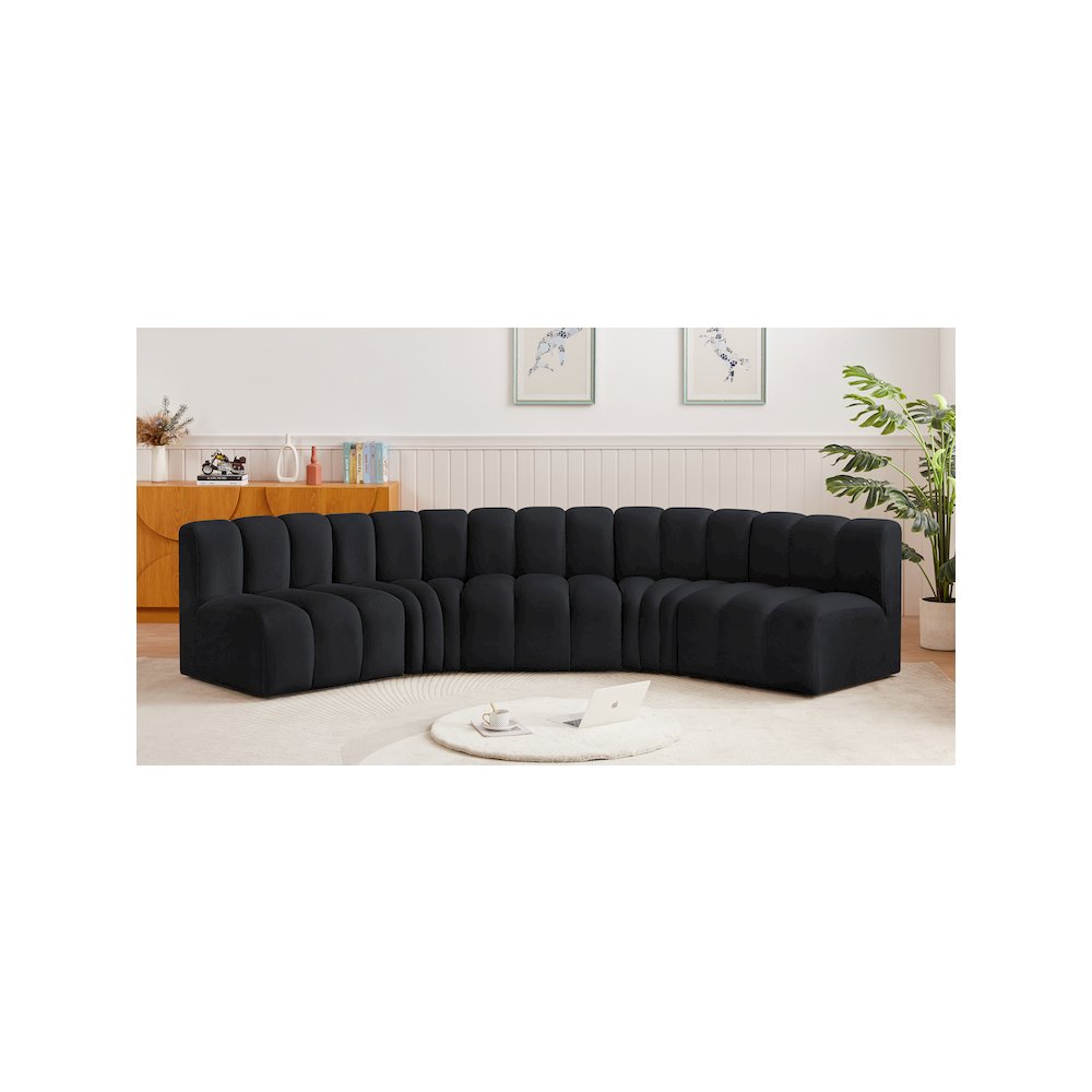 Arc Black Velvet Modular Sofa. Picture 2