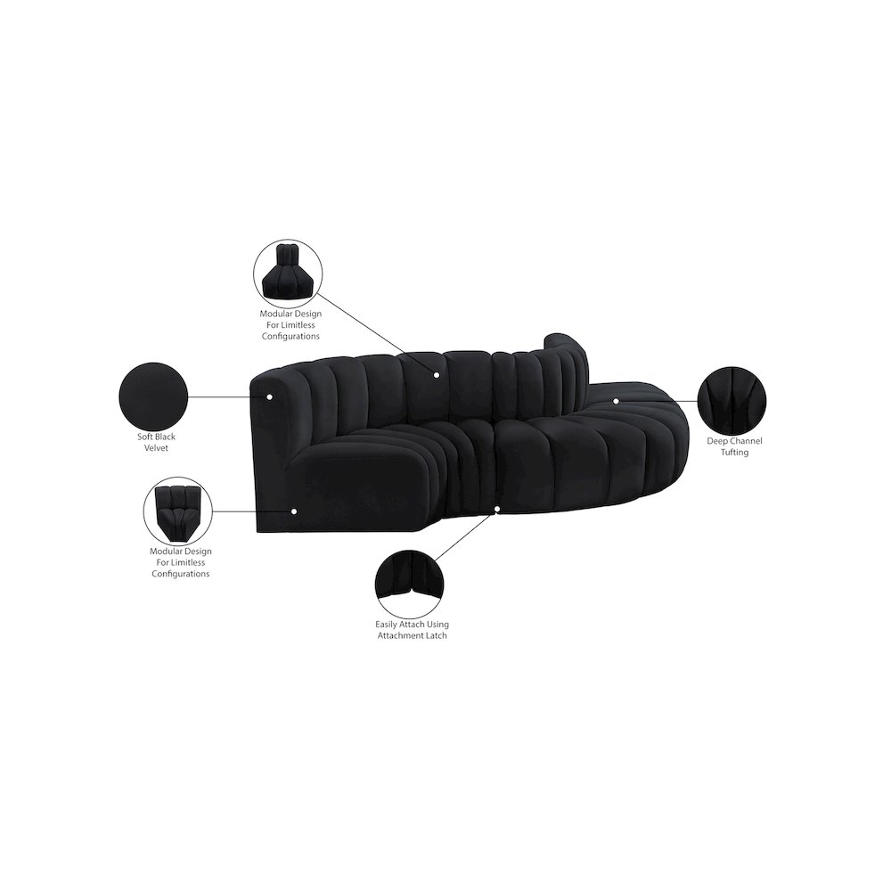 Arc Black Velvet Modular Sofa. Picture 11