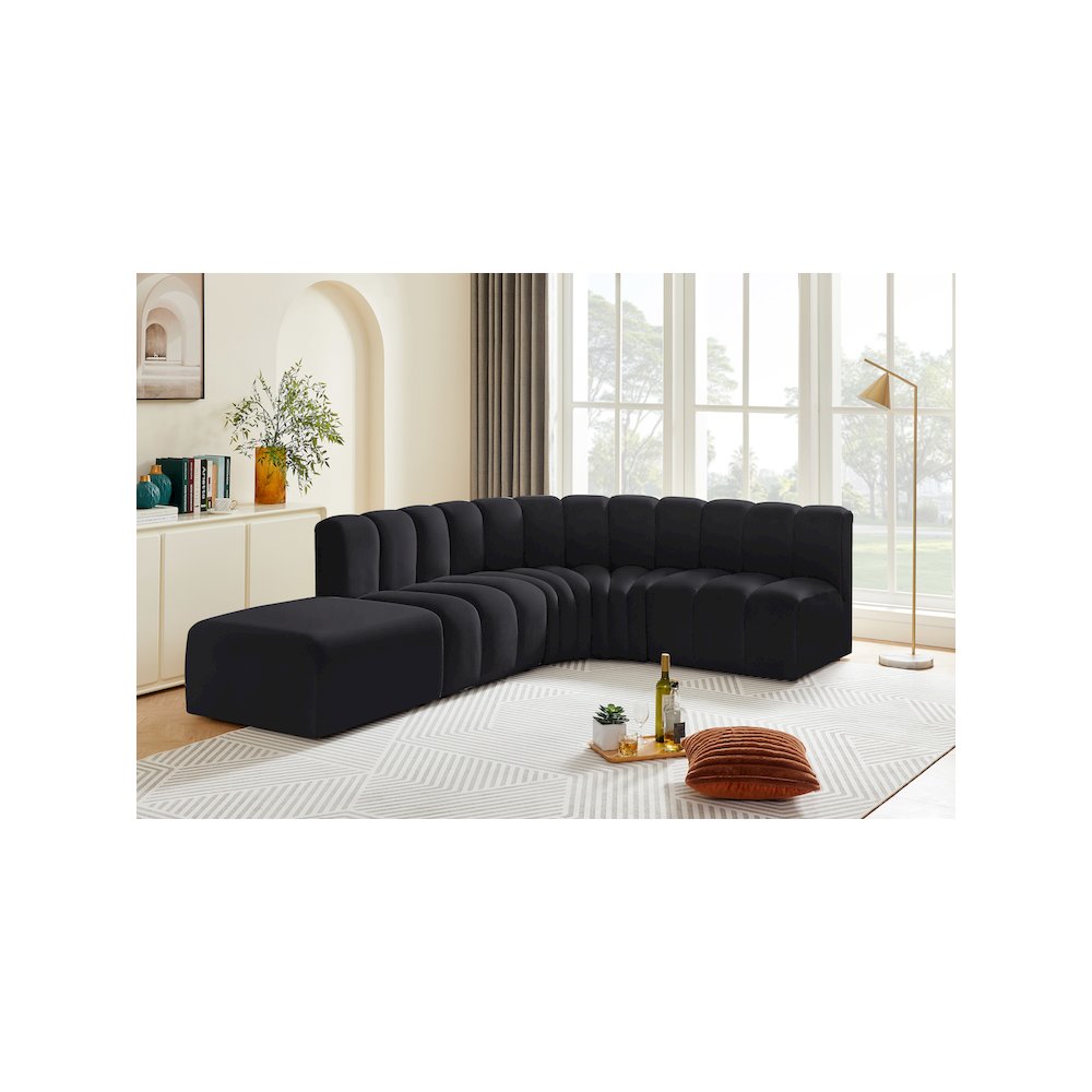 Arc Black Velvet Modular Sofa. Picture 3