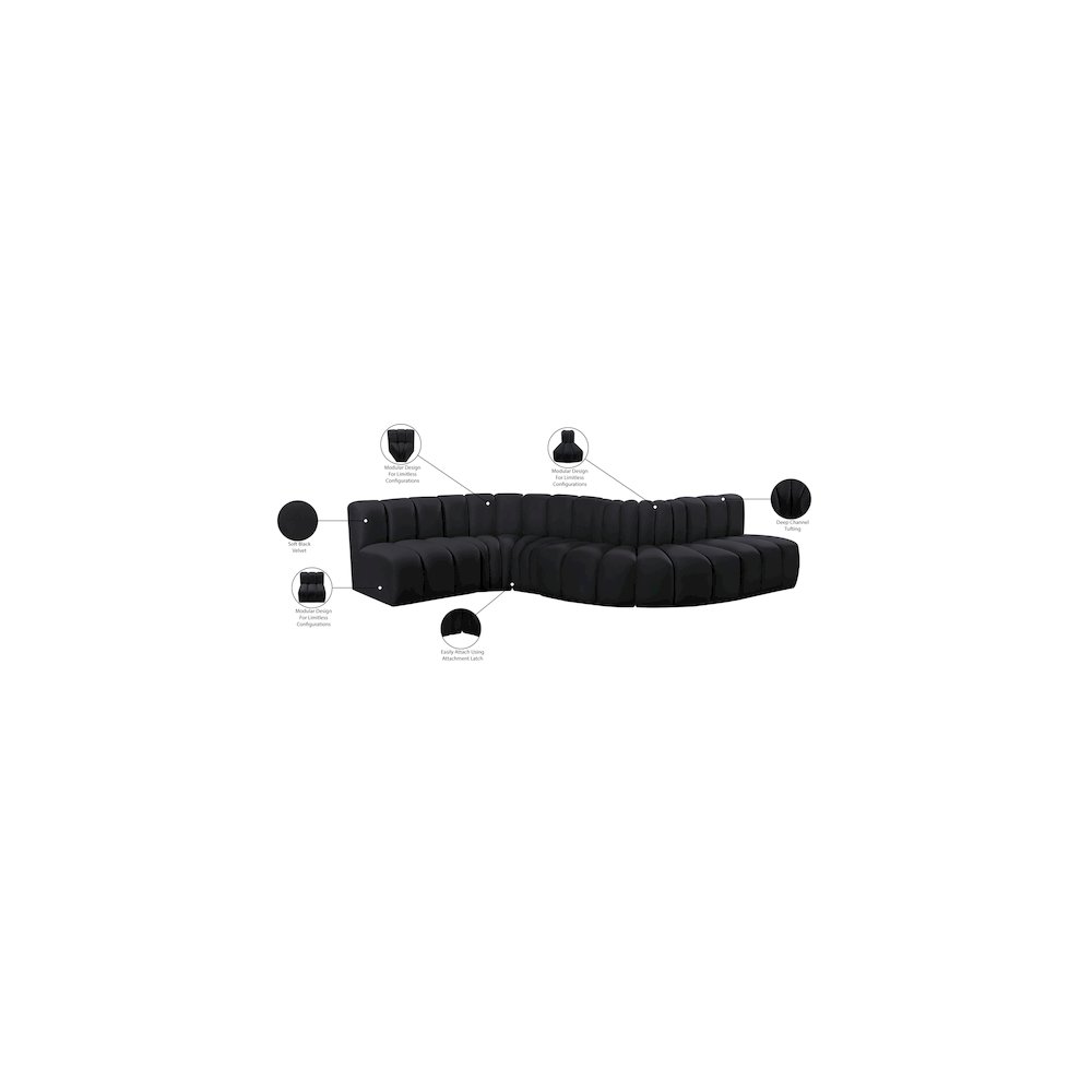 Arc Black Velvet Modular Sofa. Picture 15