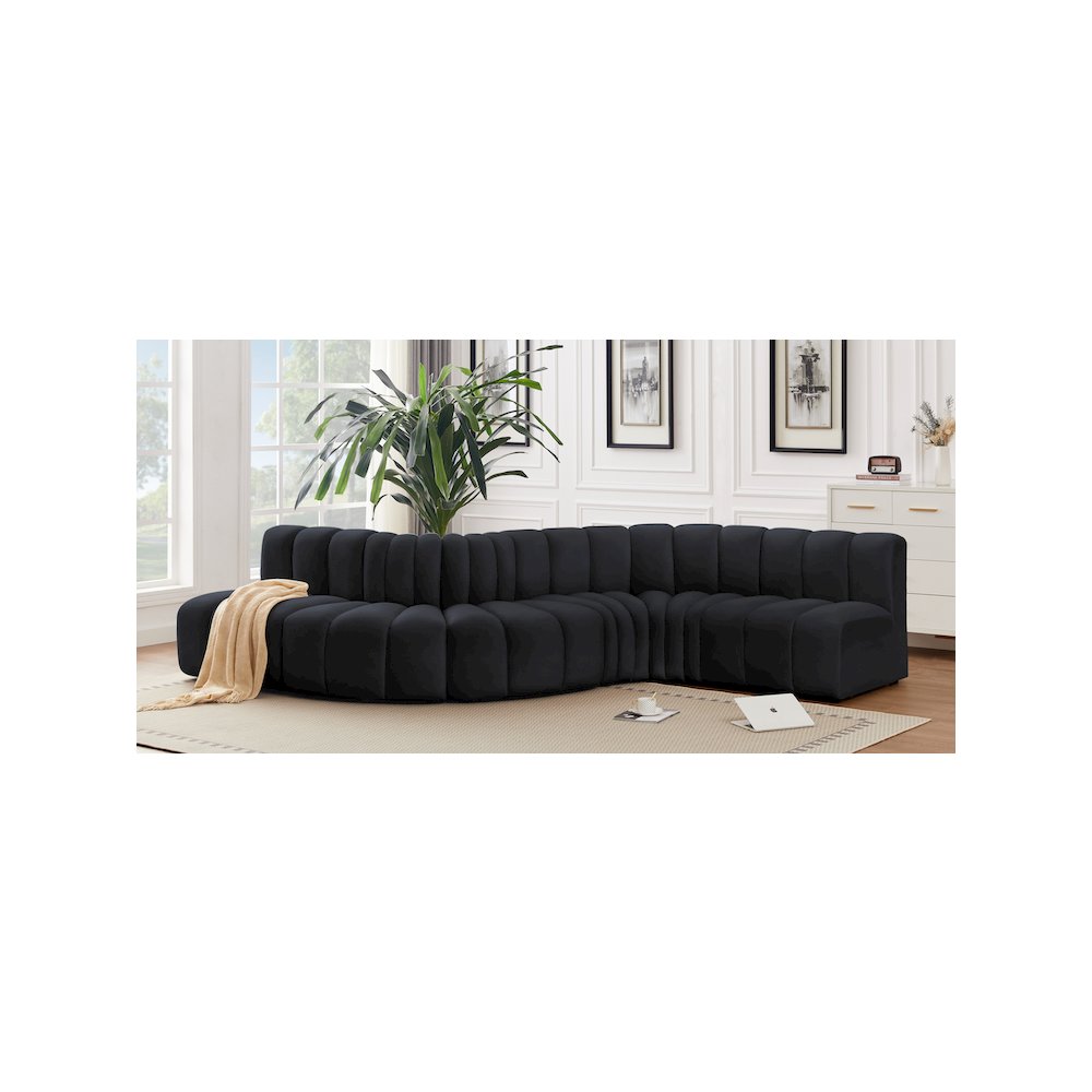 Arc Black Velvet Modular Sofa. Picture 2