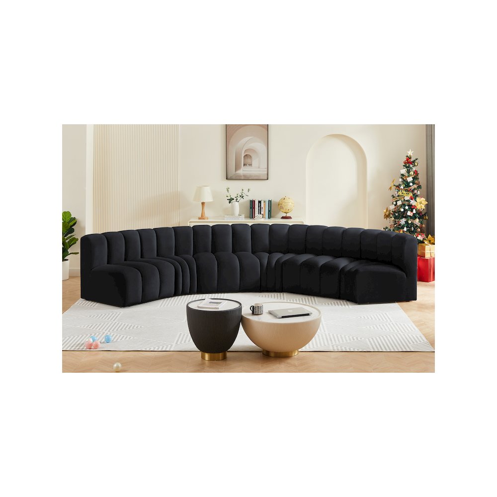 Arc Black Velvet Modular Sofa. Picture 2