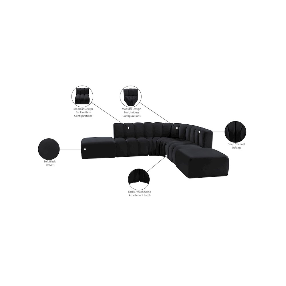 Arc Black Velvet Modular Sofa. Picture 14