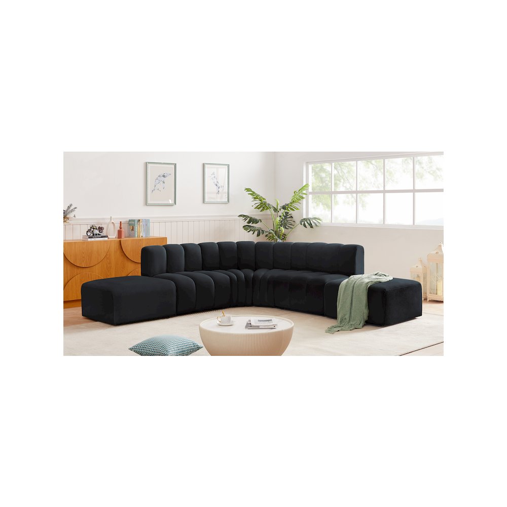 Arc Black Velvet Modular Sofa. Picture 2