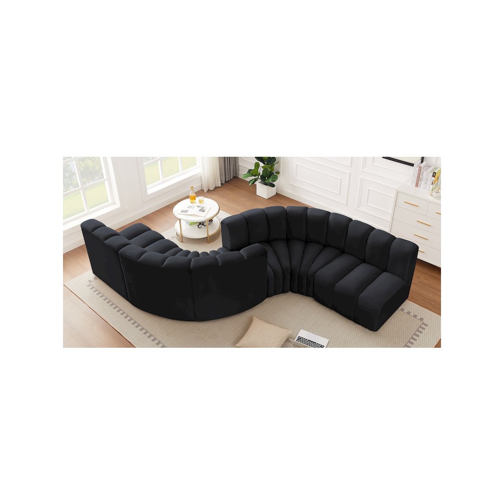 Arc Black Velvet Modular Sofa. Picture 2