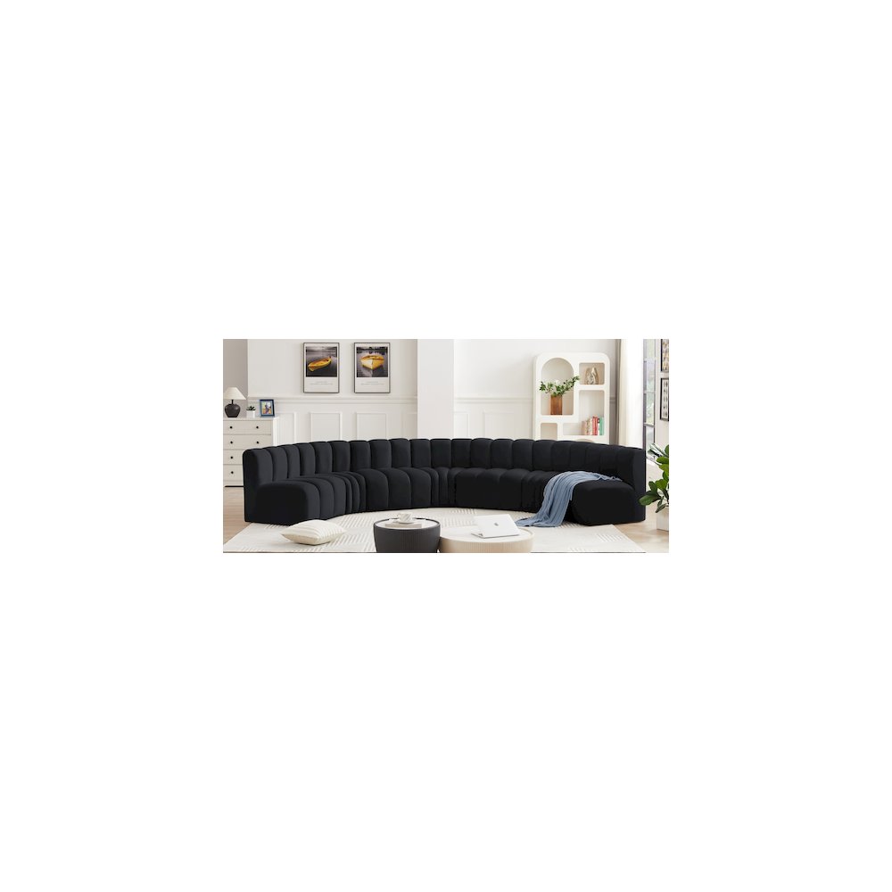 Arc Black Velvet Modular Sofa. Picture 2