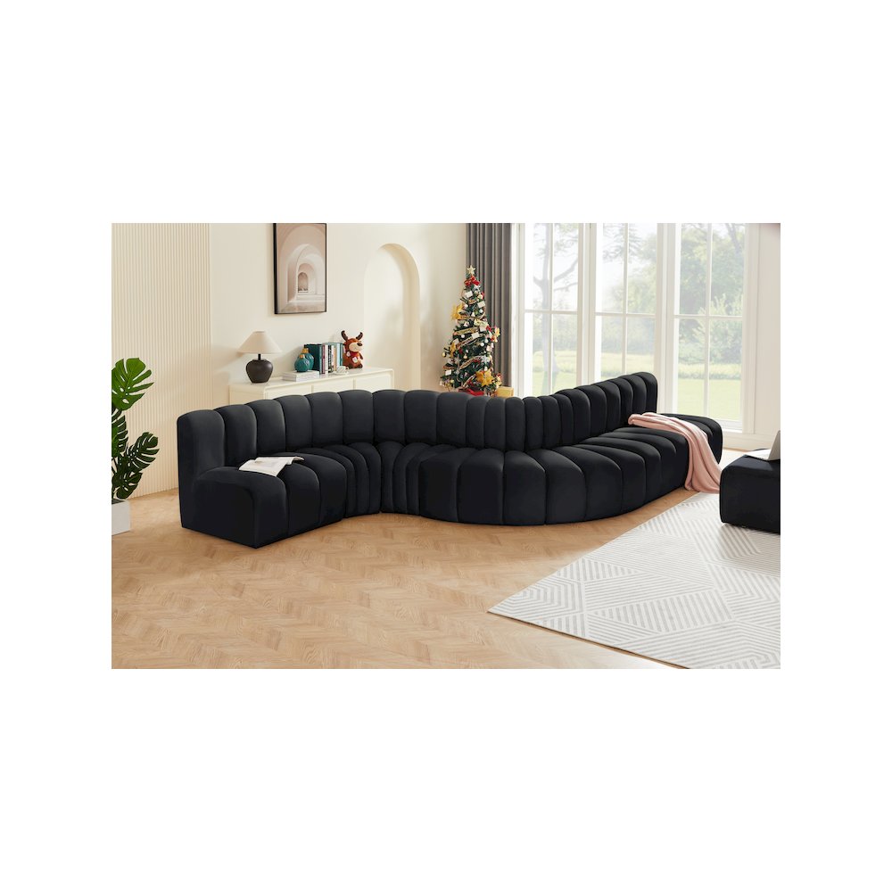 Arc Black Velvet Modular Sofa. Picture 2