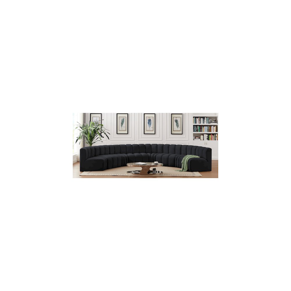 Arc Black Velvet Modular Sofa. Picture 2
