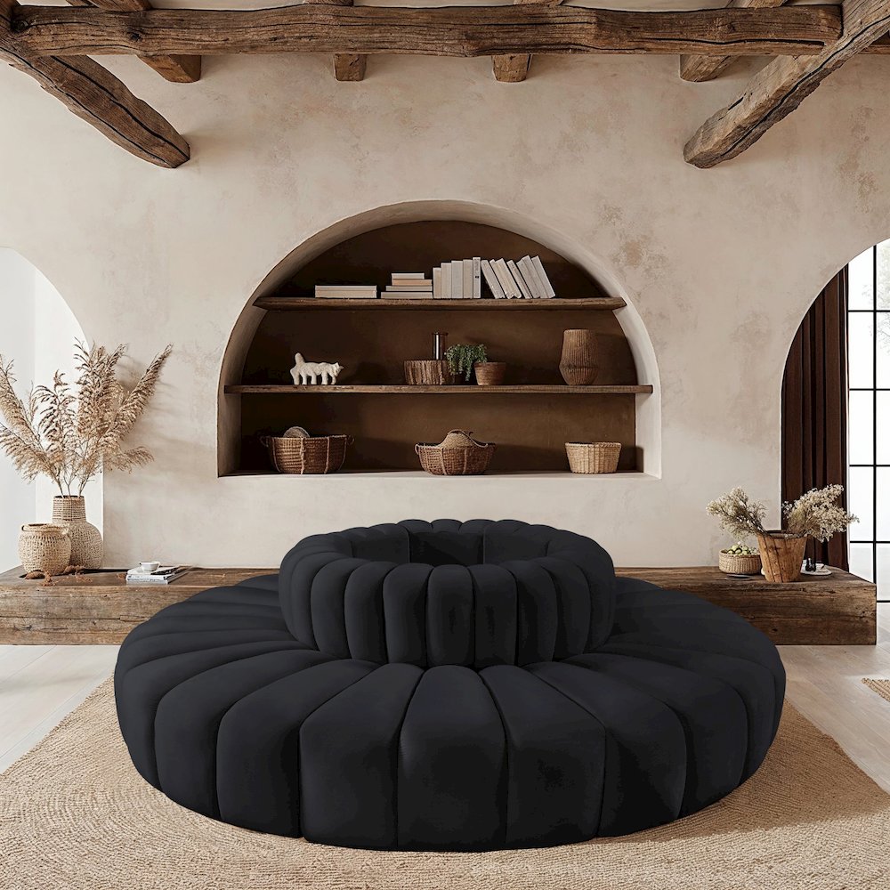 Arc Black Velvet Modular Sofa. Picture 2