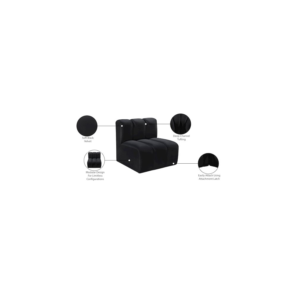 Arc Black Velvet Straight Chair. Picture 8