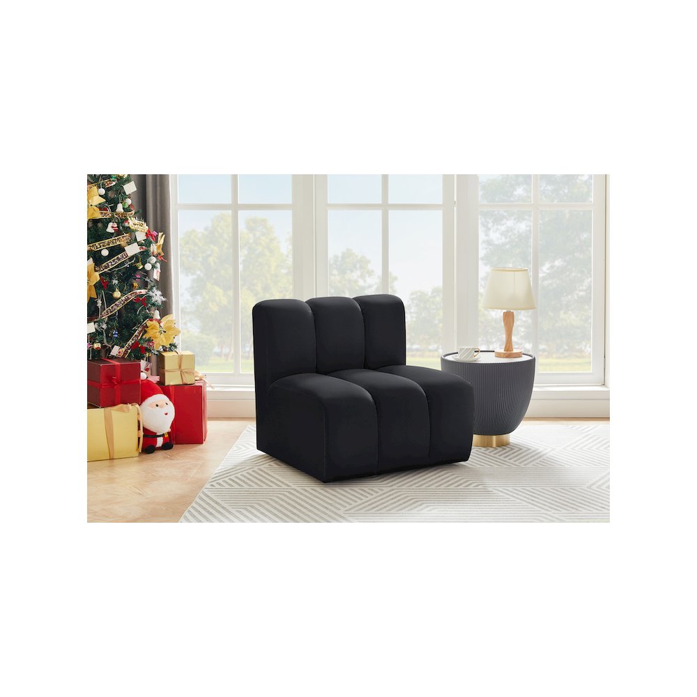 Arc Black Velvet Straight Chair. Picture 2