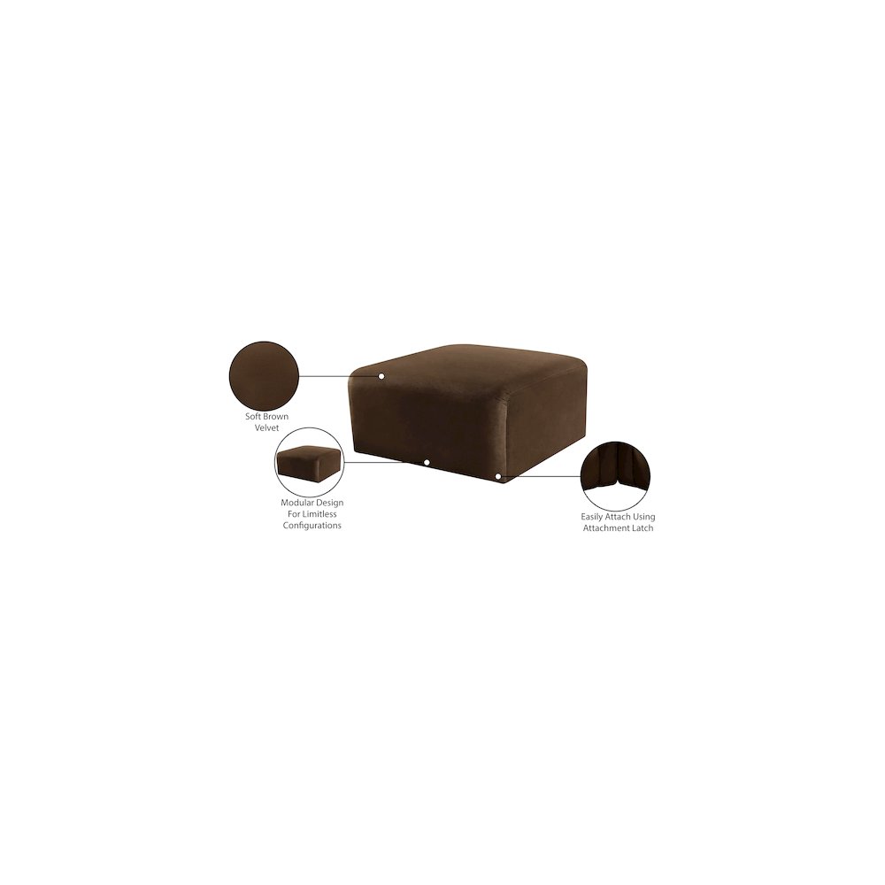 Arc Brown Velvet Ottoman. Picture 8