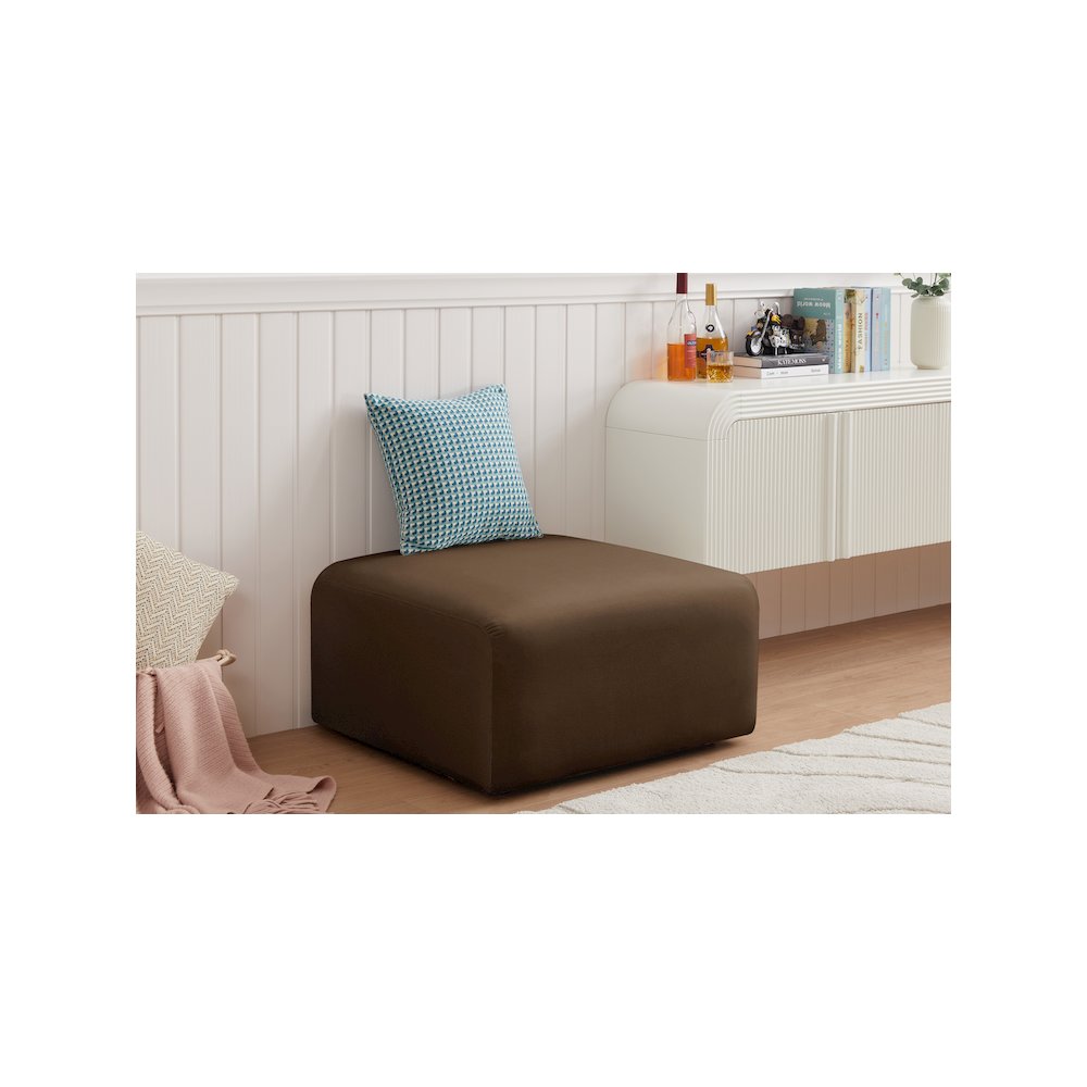Arc Brown Velvet Ottoman. Picture 2