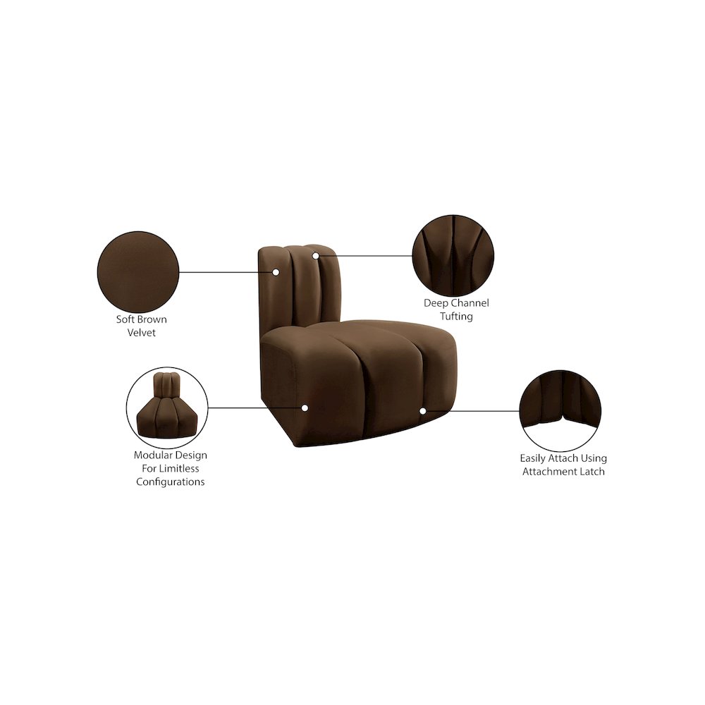 Arc Brown Velvet Reverse Corner. Picture 9