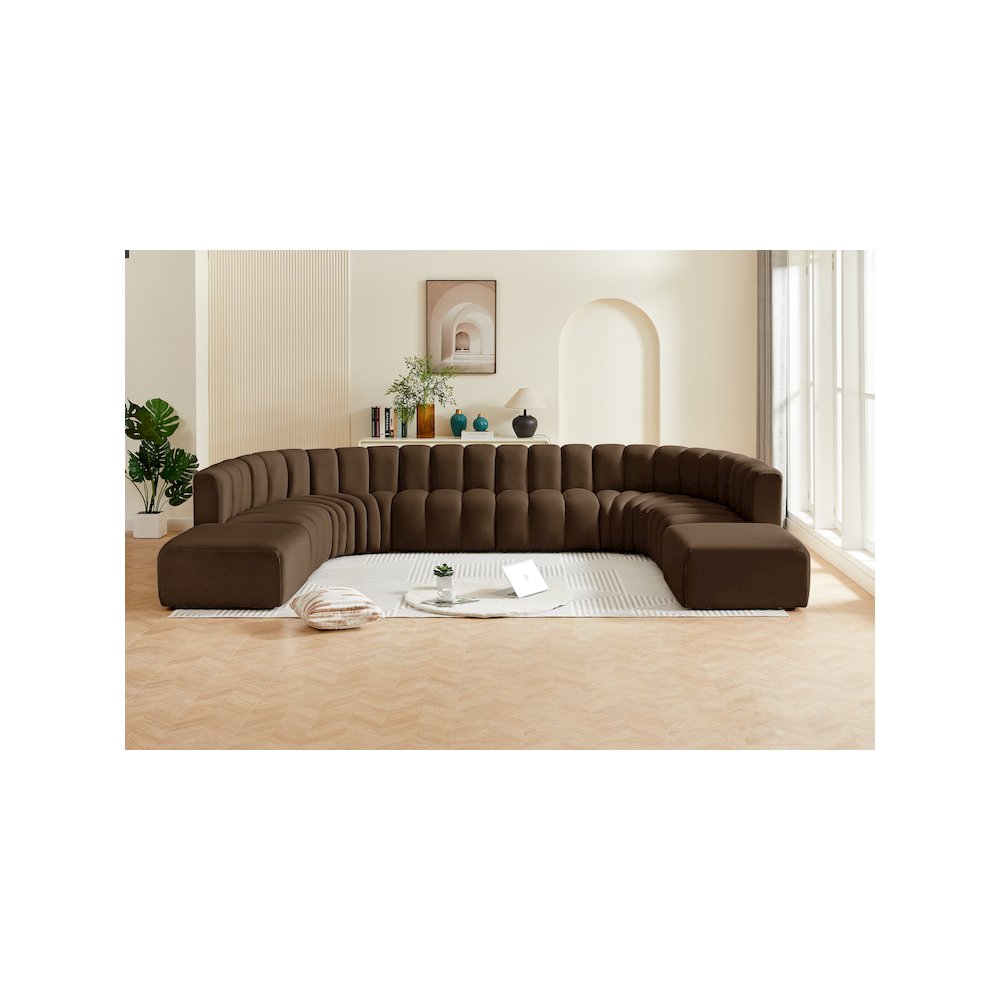 Arc Brown Velvet Modular Sofa. Picture 2