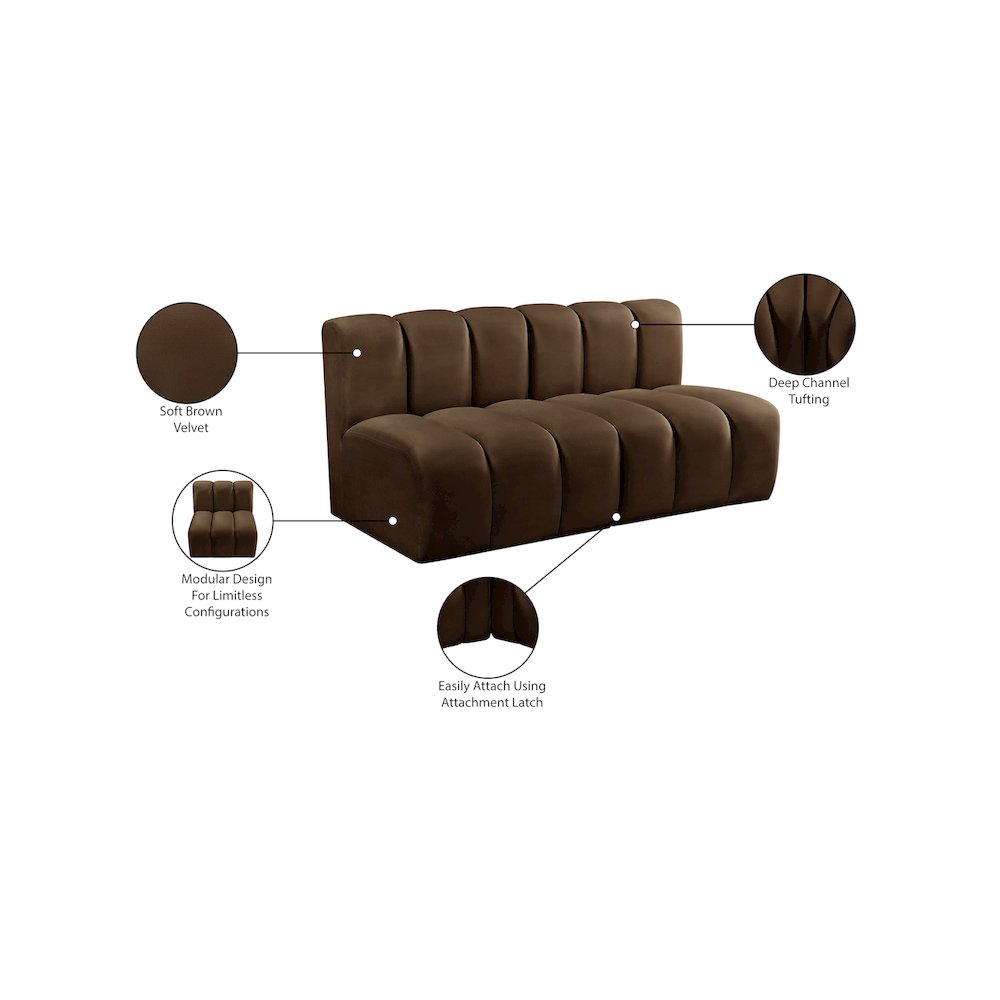 Arc Brown Velvet Modular Sofa. Picture 10