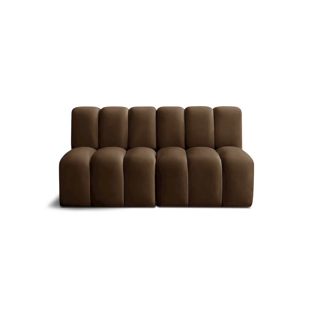 Arc Brown Velvet Modular Sofa. Picture 1