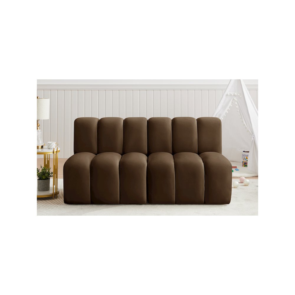 Arc Brown Velvet Modular Sofa. Picture 2