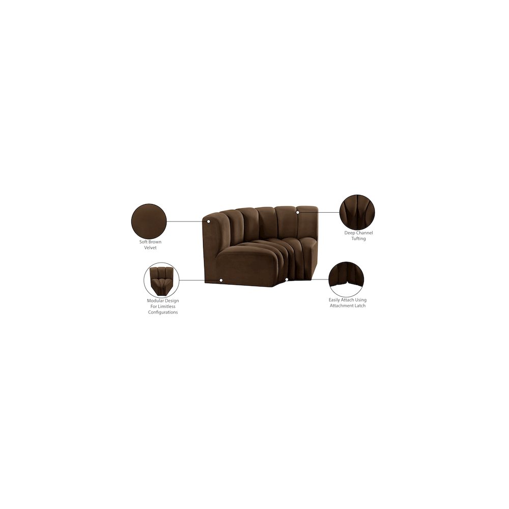 Arc Brown Velvet Modular Sofa. Picture 9
