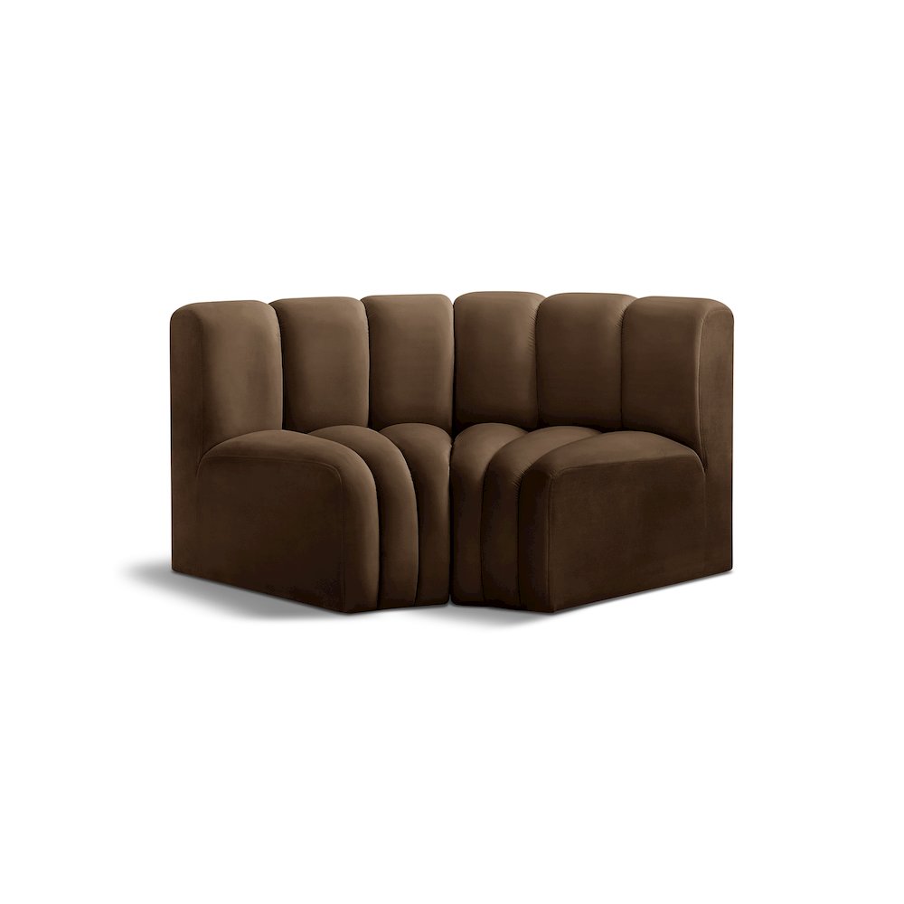 Arc Brown Velvet Modular Sofa. Picture 1