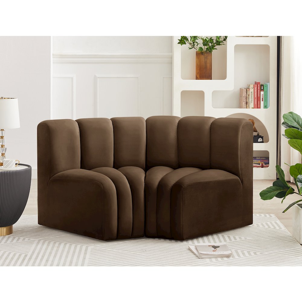 Arc Brown Velvet Modular Sofa. Picture 2