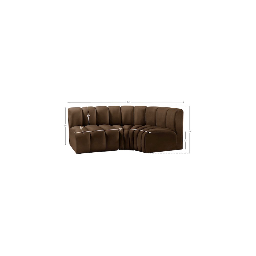 Arc Brown Velvet Modular Sofa. Picture 9