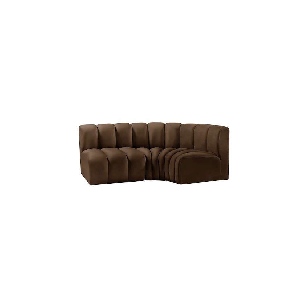 Arc Brown Velvet Modular Sofa. Picture 5